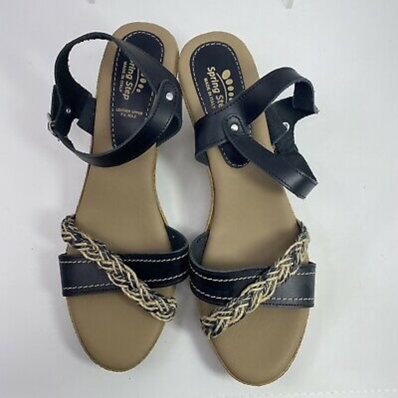 Spring Step MADE IN ITALY Strap Sandals Heels Sz 42 US 10.5/11 Comfort Faux cork - Picture 2 of 10